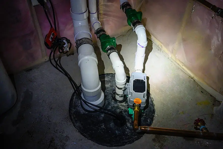 Installed basement sump pump system