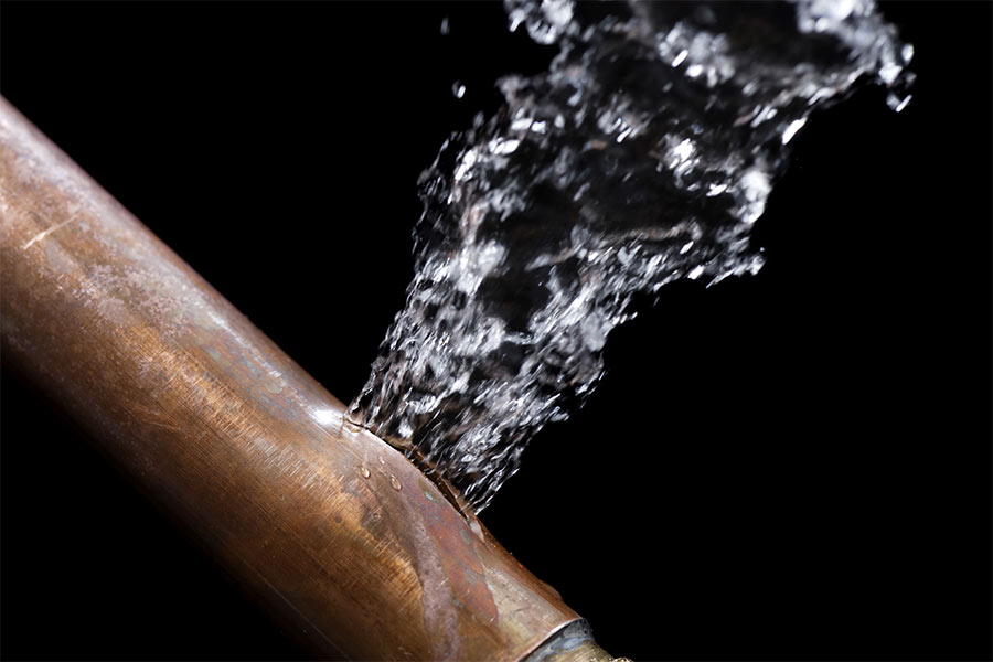 Leaking copper water pipe
