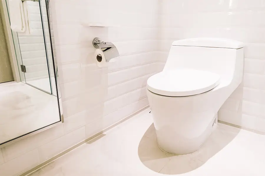 Modern white toilet in bathroom